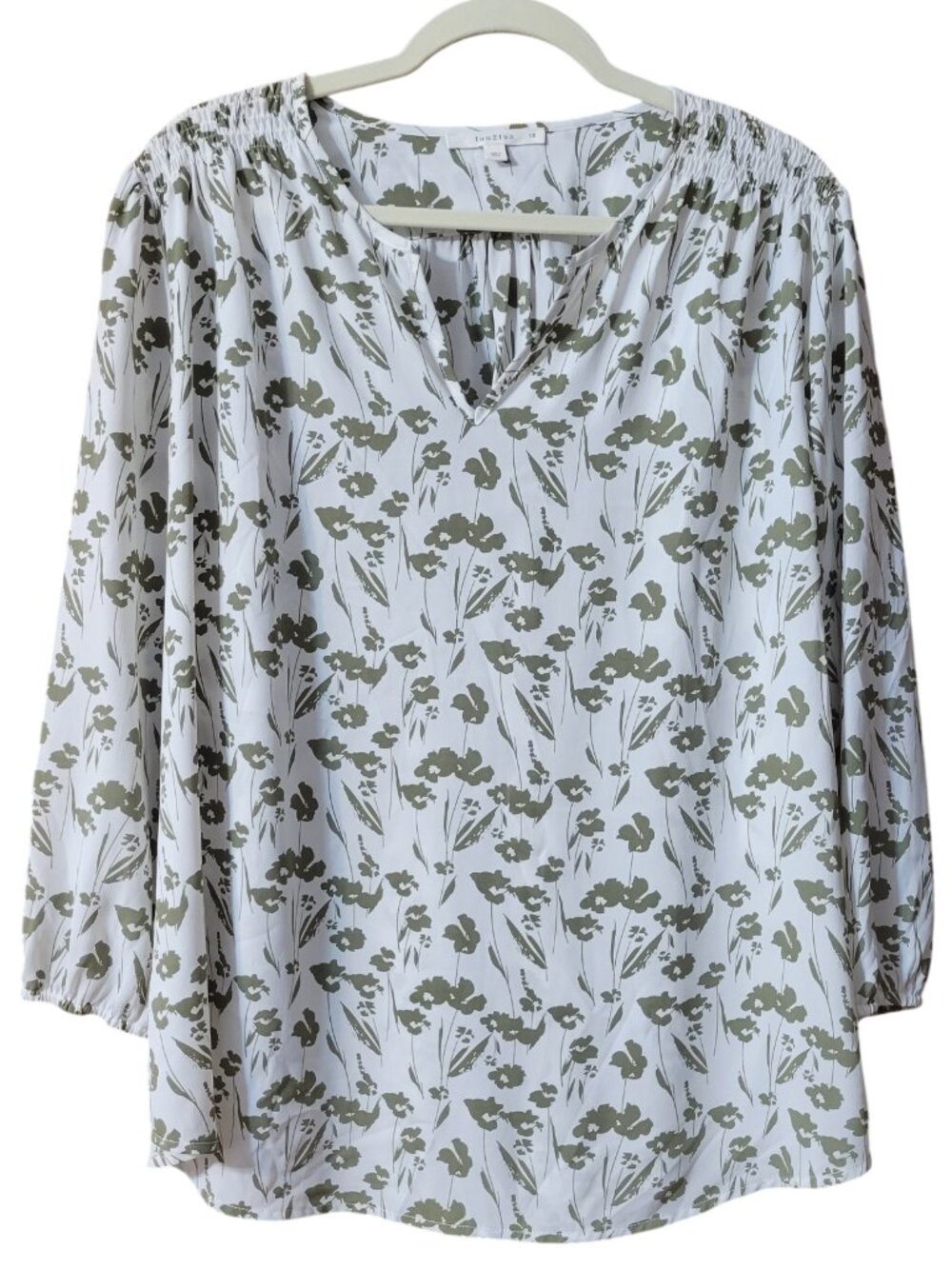 Fun2Fun Kinny Split Neck Smocked Shoulder Blouse